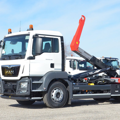 Hooklift truck at Al-Ahmadiah Kuwait scrap yard